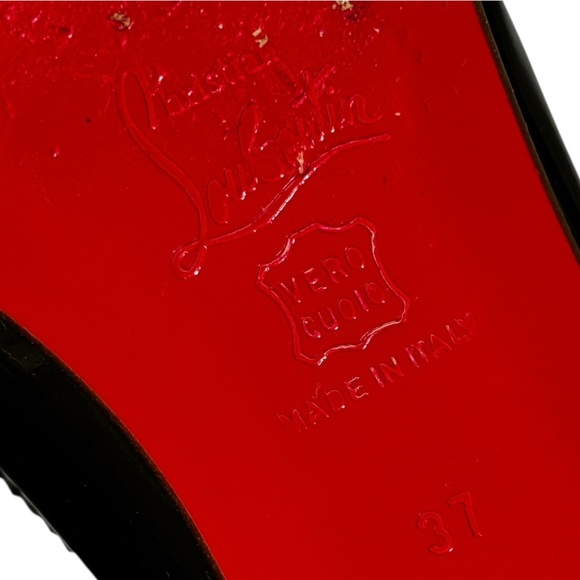 CHRISTIAN LOUBOUTIN - SIZE 37 / US 6.5 BLACK PATENT LEATHER PENNY LOAFERS - S7 - Picture 8 of 13